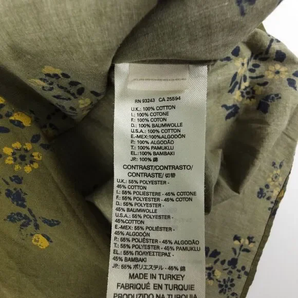 DIESEL Long Sleeve Button Down Shirt Olive Floral 90s Biker Grunge Old Money - Picture 9 of 10